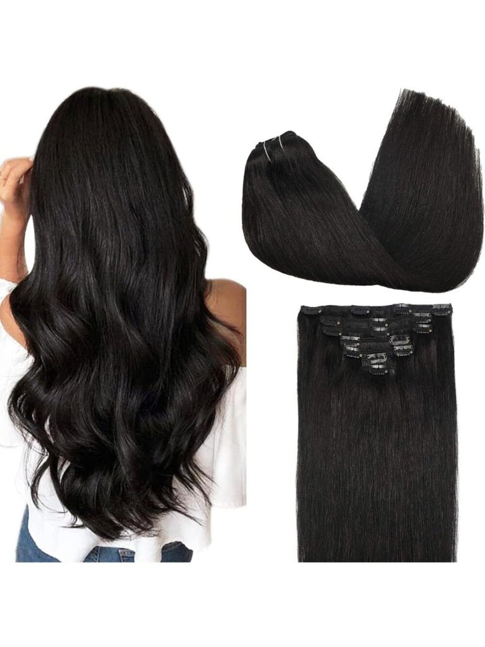 GOO GOO Clip in Hair Extensions Real Human Hair, Remy Human Hair Extensions Clip